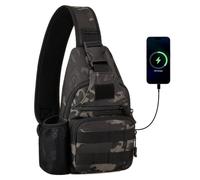 HUNTVP Taktisch Brusttasche Military Schultertasche Tactical Chest Sling Pack MOLLE Armee Crossbody Bag Militärisch Umhängetasche Mini Single Strap Rucksack für Reisen Wandern Camping,Typ-2 Camo