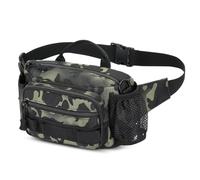 Huntvp Taktisch Hüfttasche mit Flaschenhalter Militär Bauchtasche Herren Wasserdicht Gürteltasche MOLLE Wasserflasche Halter für Damen Wandern Laufen Camping Radfahren (Typ-1 Camouflage)