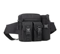 Huntvp Taktisch Hüfttasche mit Flaschenhalter Militärisch Bauchtasche Wasserdicht Gürteltasche MOLLE Wasserflasche Halter Multifunktional für Damen Herren Wandern Laufen Camping Trekking, Schwarz