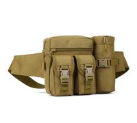 Huntvp Taktisch Hüfttasche mit Flaschenhalter Militärisch Bauchtasche Wasserdicht Gürteltasche MOLLE Wasserflasche Halter Multifunktional für Damen Herren Wandern Laufen Camping Trekking, Braun