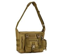 HUNTVP Taktisch Schultertasche Militär Crossbody Bag Sling Tasche Wasserabweisend Umhängetasche Messengerbag Aktentasche mit Verstellbar Schultergurt Outdoor,Braun