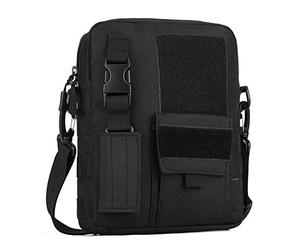 HUNTVP Taktisch Umhängetasche Molle Schultertasche Militär Crossbody Bag Wasserdicht Tragetasche Army Messengerbag querformat Crossbag Tactical für Outdoor Sport Trekking Wandern Camping,Schwarz