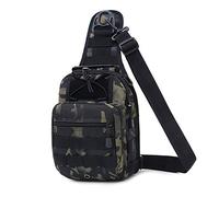 HUNTVP Taktische Brusttasche Militärisch Schultertasche Military Chest Pack Slingrucksack Molle Crossbody Bag Umhängetasche Mini mit Verstellbar Schultergurt für Reise Wandern Outdoor, Typ-1 Camo
