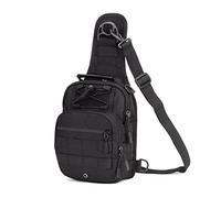 HUNTVP Taktische Brusttasche Militärisch Schultertasche Military Chest Pack Slingrucksack Molle Crossbody Bag Umhängetasche Mini mit Verstellbar Schultergurt für Reise Wandern Outdoor, Typ-1 Schwarz