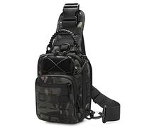 HUNTVP Taktische Brusttasche Militärisch Schultertasche Military Chest Pack Slingrucksack Molle Crossbody Bag Umhängetasche Mini mit Verstellbar Schultergurt für Reise Wandern Outdoor, Typ-2 Camo