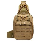 HUNTVP Taktische Brusttasche Militärisch Schultertasche Military Chest Pack Slingrucksack Molle Crossbody Bag Umhängetasche Mini mit Verstellbar Schultergurt für Reise Wandern Outdoor, Typ-2 Braun