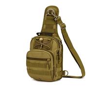 HUNTVP Taktische Brusttasche Militärisch Schultertasche Military Chest Pack Slingrucksack Molle Crossbody Bag Umhängetasche Mini mit Verstellbar Schultergurt für Reise Wandern Outdoor, Typ-1 Braun