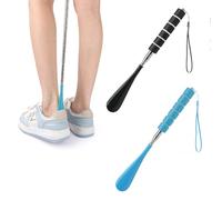Huoflame Teleskop Schuhlöffel 2 Stück - Verstellbar 30-71cm Edelstahl Schuhlöffel Lang - Reise Schuhlöffel Herren Damen Senioren - Schwarz & Blau - Rutschfester Griff, flexibel langlebig