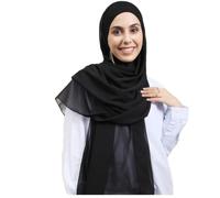 HURESON Instant-Chiffon-Hijab-Set, 3-in-1-Hijab-Schal mit integrierten Magneten und Unterkappen-Kopfwickel mit Modellmütze, Schwarz, Large