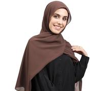 HURESON Instant Chiffon Hijab Set 3-in-1 Hijabs Schal mit integrierten Magneten und Unterkappen-Kopfwickel mit Modellmütze, Kaffee Nr. 2, Large