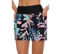 Hurley 12,7 cm/17,8 cm hohe Taille, Badeshorts für Damen, Boardshorts mit Taschen und Innenfutter, schnell trocknende Badehose, LSF 50+, Schwarz Multi, S