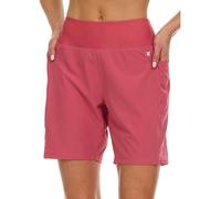 Hurley 12,7 cm/17,8 cm hohe Taille, Badeshorts für Damen, Boardshorts mit Taschen und Innenfutter, schnell trocknende Badehose, LSF 50+, Cranberry, Medium