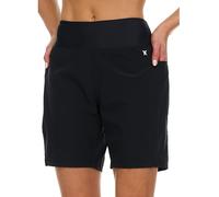 Hurley Badeshorts mit hoher Taille für Damen, Boardshorts mit Taschen und Innenfutter, schnell trocknend, LSF 50+, Schwarz, Medium