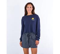 Hurley Damen Anna Washed Cropped Boyfriend Ls Tee T-Shirt, Indigoblau (Mood Indigo), XS