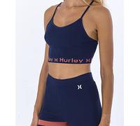 Hurley Damen Kontrast Text Active Top T-Shirt, Indigoblau (Mood Indigo), L
