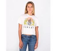Hurley Damen Le Tigre Cropped Crew Tee T-Shirt, Marshmallow/Sulphur, S