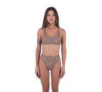 Hurley Damen Max Leopard Cross Back Top Bikinioberteil, Brown Sugar, XS