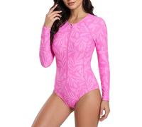 Hurley Einteiliger Damen-Badeanzug, langärmelig, Badeanzug für Damen, Badeanzug mit LSF 50+, UV-geschützt, Pink multi, XX-Large