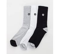 Hurley Herren 3pk Mens Terry 3 Stück, Icon 1/2, Frottee, Crew, Grau/Weiß/Schwarz, 44/47.5