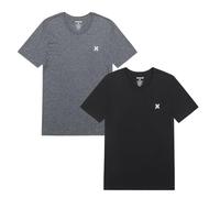 Hurley Herren-T-Shirt, Baumwolle, Rundhalsausschnitt, kurzärmelig, 2er-Pack, Schwarz/Grau Heather, XL