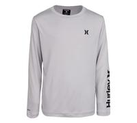 Hurley Kids Boy's Dri-Fit UPF 50+ One and Only Graphic Long Sleeve T-Shirt (Big Kids) Grey Heather 1 MD (10/12 Big Kids)