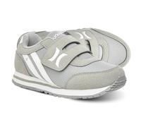 Hurley Kid's Knox Walking Sneakers - Kinder-Laufschuhe mit Klettverschluss für einfaches Tragen, leichte Lauf- und Walkingschuhe für Jungen und Mädchen, Kleinkind-Kinder-Sneaker, Cool Grey / Weiß, 11