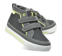Hurley Kinder Kleinkind und kleine Kinder Tedd Canvas Sneakers mit Riemen, hoch geschnittener Skateboard-Schuhe für Jungen und Mädchen, strapazierfähige Schuhe für die Schule, Grau/Neon, 12 Little Kid