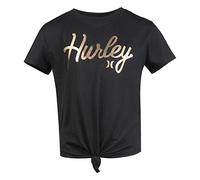 Hurley Mädchen Hrlg Knotted Boxt Tee T-Shirt, Schwarz/Blaues Graphit, 6 Años
