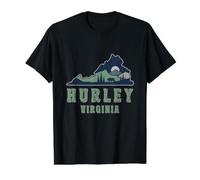 Hurley Outdoors Evergreen Wanderkarte des Bundesstaates Virginia im Retro-Look Preisgünstiges Grafik-T-Shirt, Herren, Schwarz, XL