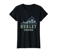 Hurley Outdoors Evergreen Wanderkarte des Bundesstaates Virginia im Retro-Look Preisgünstiges Grafik-T-Shirt, Damen, Schwarz, XL
