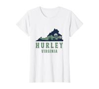 Hurley Outdoors Evergreen Wanderkarte des Bundesstaates Virginia im Retro-Look Preisgünstiges Grafik-T-Shirt, Damen, Weiß, XL