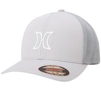 Hurley Trucker-Mütze für Herren, leicht, atmungsaktiv, Stretch-Mesh-Rückseite, gebogener Schirm, Baseballkappe mit 3D-Logo auf der Vorderseite, Hellgrau, L/XL