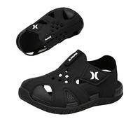 Hurley Wasserschuhe für Kinder, schnelltrocknend, schützende Zehensandalen mit verstellbarem Riemen und griffiger Sohle für Strand, Pool, Fluss und Sommer, Outdoor-Spielen, Fluss, Schwarz, 19 EU