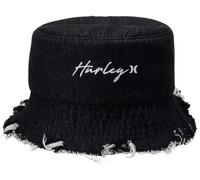 Hurley Women's Bucket Hat - Olivia Frayed Denim Sun Hat, Size One Size, Black, HIHW0016, Schwarz