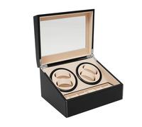 Hurrylying 4 + 6 Automatische Rotation Leder Holz Uhr Winder Speicher Display Case Box Schwarz Uhrenbeweger, Automatische Uhrenbox PräSentation, Zuhause und GeschäFt für Uhrenliebhaber und Sammler
