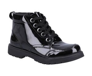 Hush Puppies Jolie Patent JNR Leder Mädchen Stiefel Schwarz EU 46 / UK 11