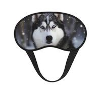 Husky im Schnee Hunde-Schlafmaske für Damen und Herren, Augenmaske zum Schlafen, lichtblockierend, Schlafmaske mit elastischem Band, Augenbinde für Flugschläfer, weich, atmungsaktiv,