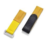 HUTBUVEAW 20 mm Klettverschluss-Uhrenarmband, verstellbares Nylon-Leder-Uhrenarmband, weiches Himmelblau, Sport-Fitness-Ersatz(Yellow-Yellow Line)