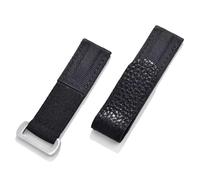 HUTBUVEAW 20 mm Klettverschluss-Uhrenarmband, verstellbares Nylon-Leder-Uhrenarmband, weiches Himmelblau, Sport-Fitness-Ersatz(Black-Black Line)