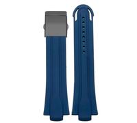 HUTBUVEAW 24mm * 12mm Lug End Fluorkautschuk Armband Herren for Oris AQUIS 7730 7740 Wasserdichtes Silikonarmband Edelstahl Faltschließe(Blue BK)