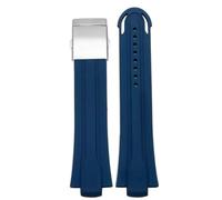 HUTBUVEAW 24mm * 12mm Lug End Fluorkautschuk Armband Herren for Oris AQUIS 7730 7740 Wasserdichtes Silikonarmband Edelstahl Faltschließe(Blue SK)