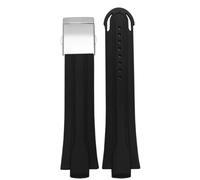 HUTBUVEAW 24mm * 12mm Lug End Fluorkautschuk Armband Herren for Oris AQUIS 7730 7740 Wasserdichtes Silikonarmband Edelstahl Faltschließe(Black SK)