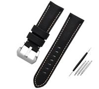 HUTBUVEAW Armband for Panerai PAM441/01661, 22 mm, 24 mm, 26 mm, Leder, Sportarmband, Schwarz, Blau, Uhrenarmband-Zubehör, Armbänder(Black apricot silver,26mm)