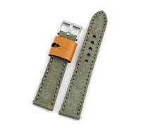 HUTBUVEAW Canvas + Leder Armband 18mm 20mm 22mm 24mm Grün Kaffee Uhrenarmband Handgefertigte Nähte Schnellverschluss-Armband for Männer(Green,20mm)
