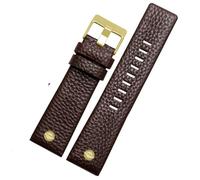HUTBUVEAW Echtes Lederarmband for Diesel DZ7257 1657 4323 7314 7313 7371, 22, 24, 26, 27, 28, 30 mm, Schwarz, Braun, Weiß(Brown gold,22mm)
