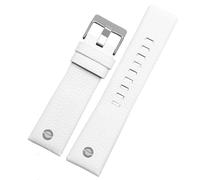 HUTBUVEAW Echtes Lederarmband for Diesel DZ7257 1657 4323 7314 7313 7371, 22, 24, 26, 27, 28, 30 mm, Schwarz, Braun, Weiß(White silver,22mm)