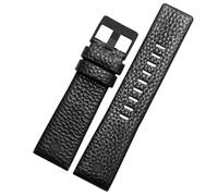 HUTBUVEAW Echtes Lederarmband for Diesel DZ7257 1657 4323 7314 7313 7371, 22, 24, 26, 27, 28, 30 mm, Schwarz, Braun, Weiß(Black black,26mm)