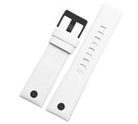 HUTBUVEAW Echtes Lederarmband for Diesel DZ7257 1657 4323 7314 7313 7371, 22, 24, 26, 27, 28, 30 mm, Schwarz, Braun, Weiß(White black,28mm)