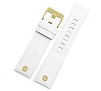 HUTBUVEAW Echtes Lederarmband for Diesel DZ7257 1657 4323 7314 7313 7371, 22, 24, 26, 27, 28, 30 mm, Schwarz, Braun, Weiß(White gold,28mm)