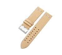 HUTBUVEAW Echtes Lederarmband for Hamilton Khaki Aviation Field Navy H70595593 H77616533 Herrenuhr, 20-22 mm(Khaki silver,20mm)